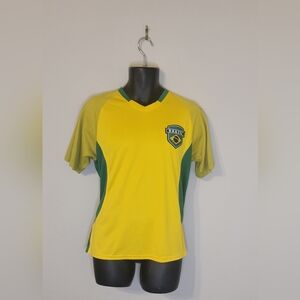 Mens Vintage Brazil CBFL Soccer Jersey Yellow and Green Men's Shirt